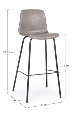 Bizzotto - Barhocker Kyra 2er-Set aus Kunstleder, Beige/Schwarz