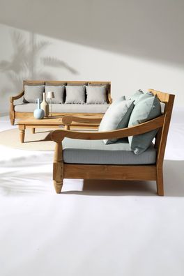 Bizzotto - Gartensofa Bali aus Teakholz, Hellgrau