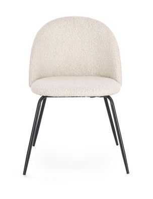 Bizzotto - Esszimmerstuhl Tanya 4er-Set aus Boucle, Elfenbein / Schwarz