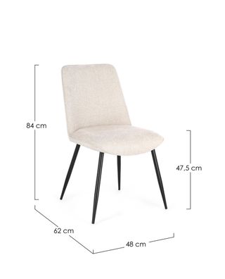 Bizzotto - Esszimmerstuhl Cora 4er-Set aus Stoff, Beige / Schwarz