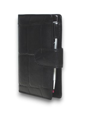 Succes Firenze Mini Schwarz Leder A8 Ringbuch Planer Krokodesign 15mm Ringe PM212FI02