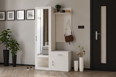 AX Living Garderoben Set Weiß Magnola - 100cm stilvoll & funktional