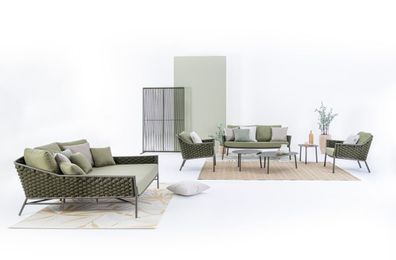 Bizzotto - Gartensofa Everly aus Aluminium, Olive