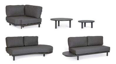 Bizzotto - Gartenecksofa Hercules Inkl. Couchtisch-Set, Anthrazit