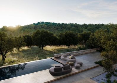 Bizzotto - Gartenpouf Gulizar aus Olefin-Stoff, Grau
