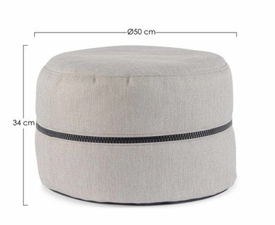 Bizzotto - Gartenpouf Gulizar aus Olefin-Stoff, Hellgrau