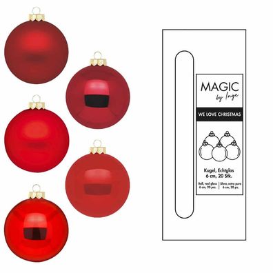Weihnachtskugeln 20 Stk 6cm Ruby Red Inge-Glas