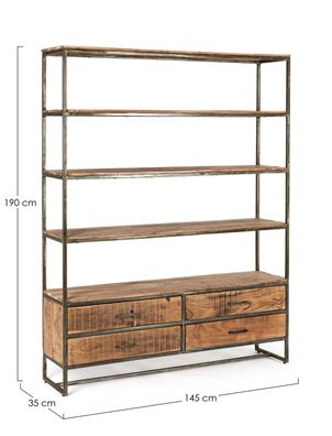 Bizzotto - Bécherregal Elmer aus Akazienholz, 4 Schubladen