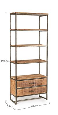 Bizzotto - Bécherregal Elmer aus Akazienholz, 2 Schubladen
