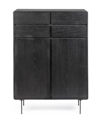 Bizzotto - Highboard Widald aus Eschenholz, Schwarz
