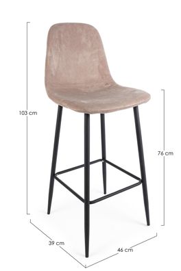 Bizzotto - Barhocker Irelia 2er-Set aus Samt, Taupe
