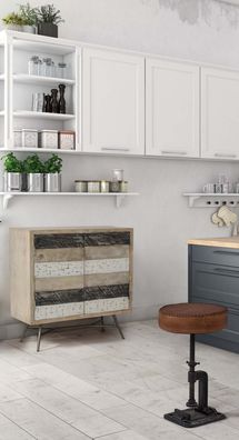 Bizzotto - Hocker Charleston Rund aus Béffel-Leder, 46 cm