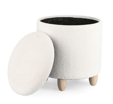 Bizzotto - Hocker Zena aus Stoff, Weiß
