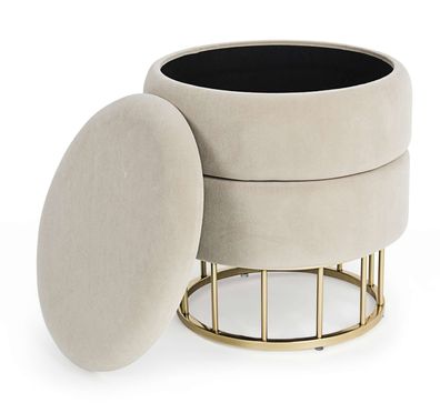 Bizzotto - Hocker Pavlina in Samt-Optik, Beige