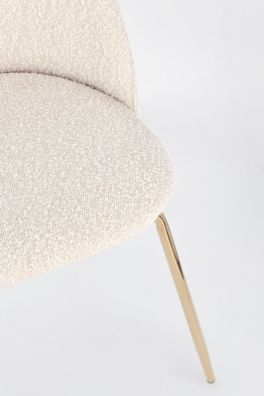 Bizzotto - Esszimmerstuhl Tanya 4er-Set aus Boucle, Elfenbein / Gold