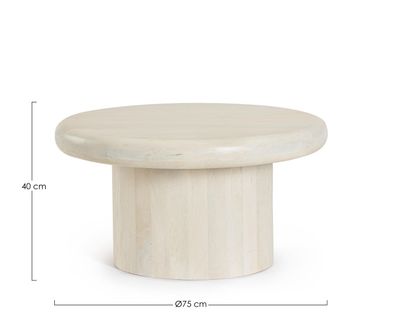 Bizzotto - Couchtisch Lopez aus Mangoholz ß 75 cm, Creme