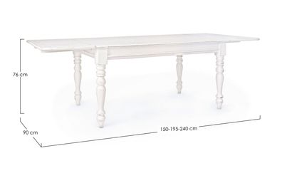 Bizzotto - Ausziehtisch Colette aus Mangoholz, 150-240 cm