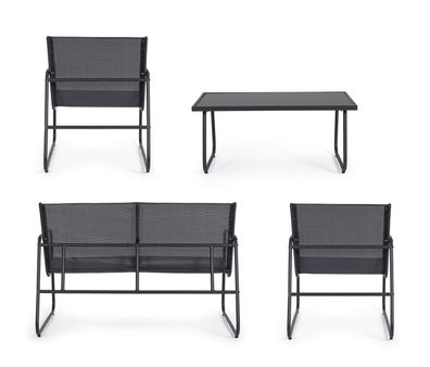 Bizzotto - Gartenlounge Markus 4er-Set, Anthrazit