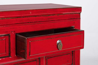 Bizzotto - Konsole Jinan aus Ulmenholz mit Schubladen, Rot