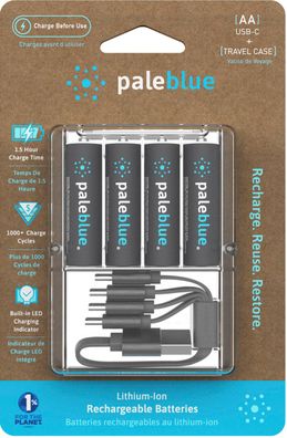 4x Paleblue USB-C Wiederaufladbare AA Batterie