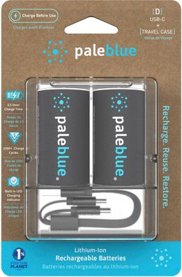 2x Paleblue D Mono USB-C Akku 1,5V 7400mAh – 11,1Wh Li-Ion