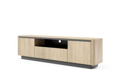 BETTSO Moderner dreitüriger RTV-Schrank TAMPA Eiche cremona + schwarz