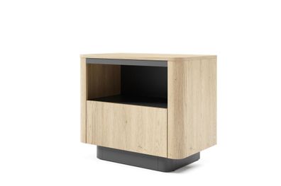BETTSO Nachttisch TAMPA mit Schublade Eiche cremona + schwarz für das Wohnzimmer