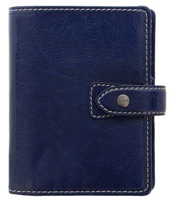 Filofax Malden Pocket Ringbuch Leder A7 Navy Blau Organizer Agenda 19mm Ringung 28615