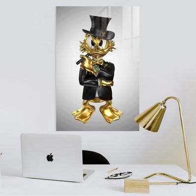 Goldene Wandbild, Dagobert Duck Rolex Zigarre Luxusmarke Leinwand, Acrylglas - Poster