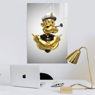 Luxus Goldene Wandbild, Popeye Geld Dollars, Luxusmarke Leinwand, Acrylglas - Poster