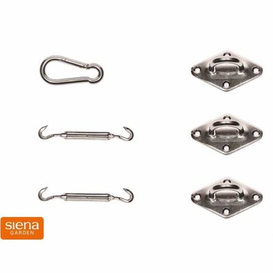Siena Garden Montageset für das dreieckige Solino Sonnensegel (2x Spannanker, 1x Kar