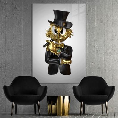 Goldene Wandbild, Dagobert Duck Rolex Zigarre Luxusmarke Poster, Leinwand, Acrylglas