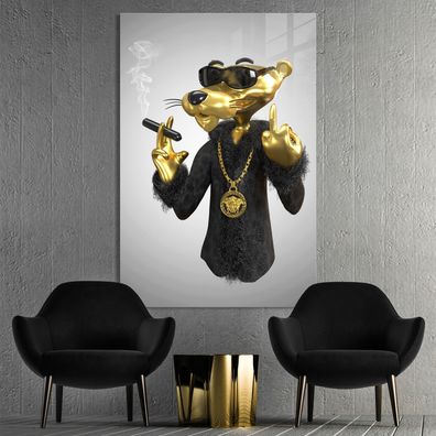 Goldene Wandbild, PINK Panther Zigarre Luxusmarke Poster, Leinwand, Acrylglas