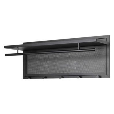 Haku Wandgarderobe schwarz Metall 5 Haken modern Lochdesign 75x30x26cm