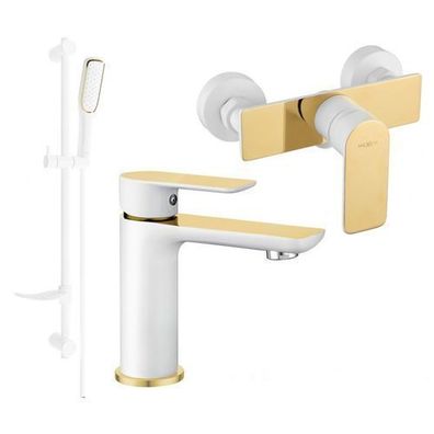 Mexen Alfa DF49 Brausegarnitur, Weiß/Gold - 745704DF49-25