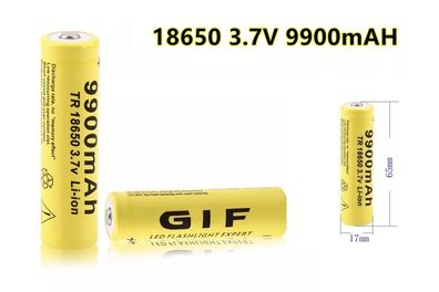 2x 9900 mAh,18650 3,7 V Wiederaufladbare Akku li-ion Accu Taschenlampe Akkus