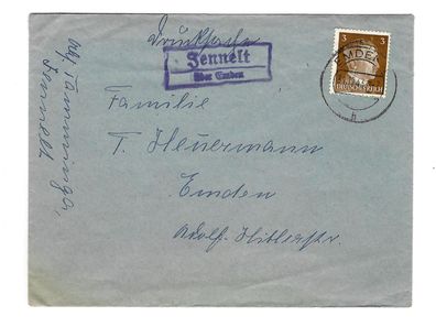 Landpoststempel Jennelt über Emden auf Brief vom 31.12.43