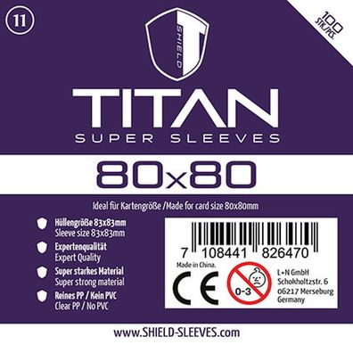 Shield Titan 11 - 100 Super Sleeves für Kartengröße 80 x 80 mm