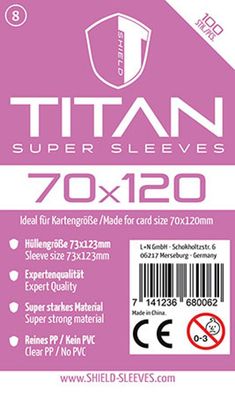 Shield Titan 8 - 100 Super Sleeves für Kartengröße 70 x 120 mm