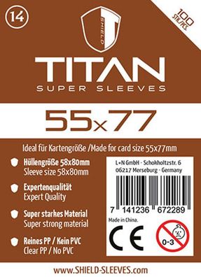 Shield Titan 14 - 100 Super Sleeves für Kartengröße 55 x 77 mm