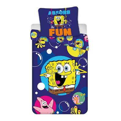 SpongeBob Babybettwäsche | 100x135 cm | Blau | 100% Baumwolle