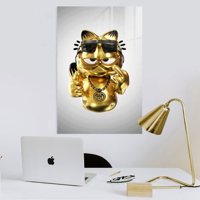 Garfield Bild, Goldene Wandbild, Luxusmarke Poster, Leinwand oder Acrylglas
