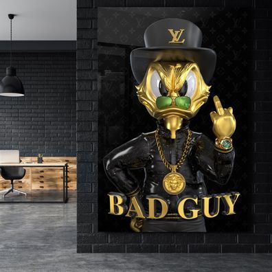 Scrooge MCDUCK BAD GUY, Goldene Wandbild, Luxusmarke Poster, Leinwand, Acrylglas