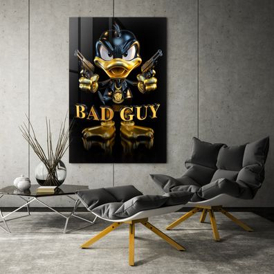 Scrooge MCDUCK BAD GUY Waffen, Goldene Wandbild, Acrylglas, Poster oder Leinwand