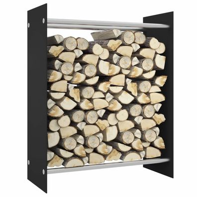 vidaXL Brennholzregal Schwarz 80x35x100 cm Hartglas