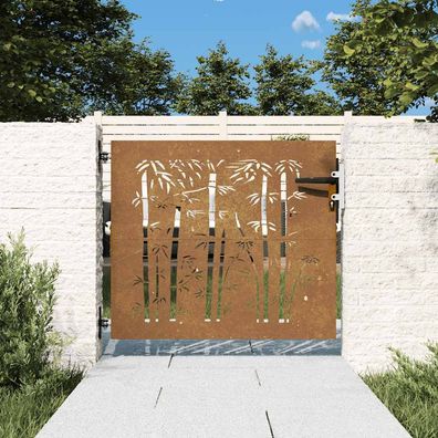 vidaXL Gartentor 85x100 cm Cortenstahl Bambus-Design
