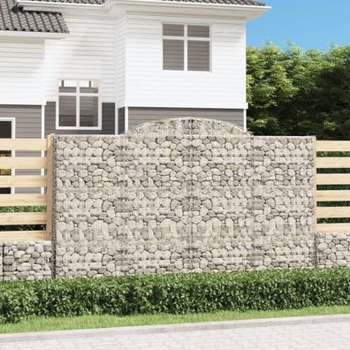 vidaXL Gabione mit Hochbogen 300x30x180/200 cm Verzinktes Eisen