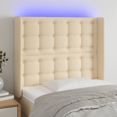 vidaXL LED Kopfteil Creme 83x16x118/128 cm Stoff