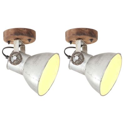vidaXL Wand-/Deckenlampen Industriestil 2 Stk. Silbern 20x25 cm E27