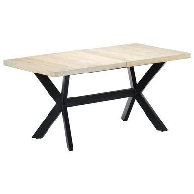 vidaXL Esstisch Weiß 160x80x75 cm Massivholz Mango